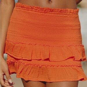 🟤NWT CELANDINE by ANTHROPOLOGIE Gauze Skort in Orange